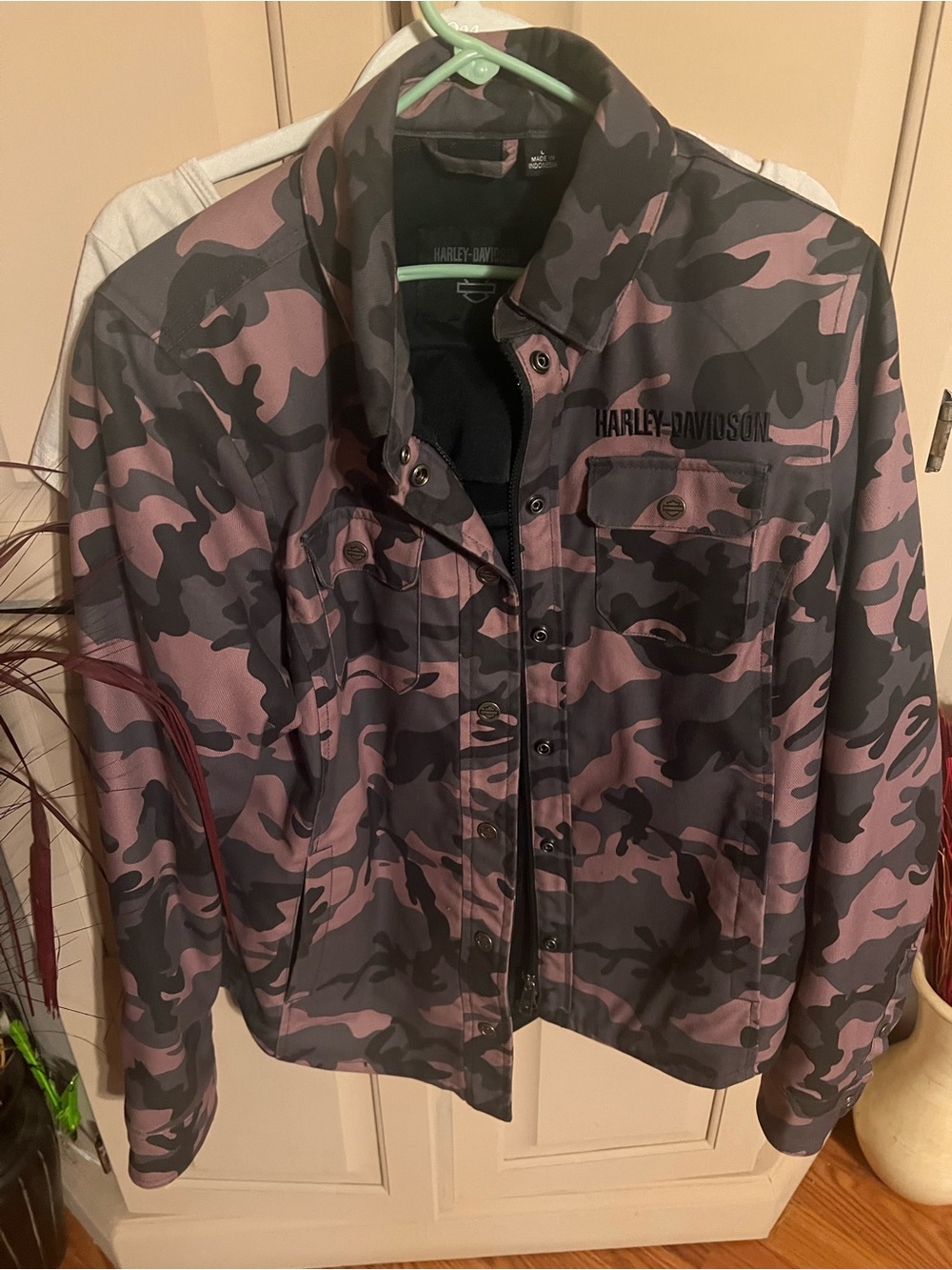 Harley-Davidson Black & Purple/Pink Camo Button Jacket